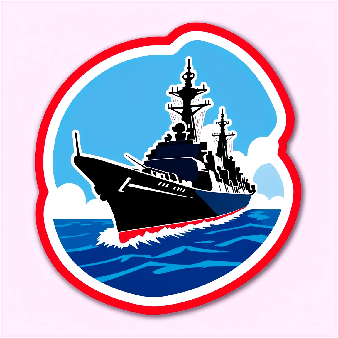 Military sticker with a ship, military sticker