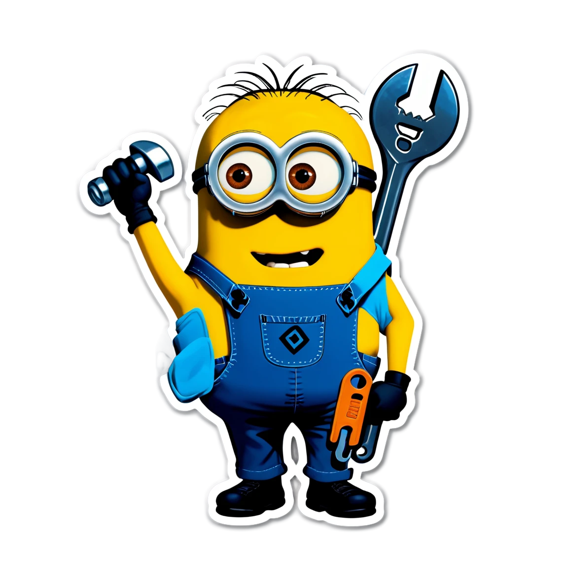 Minion with a wrench, funny sticker, Minion sticker