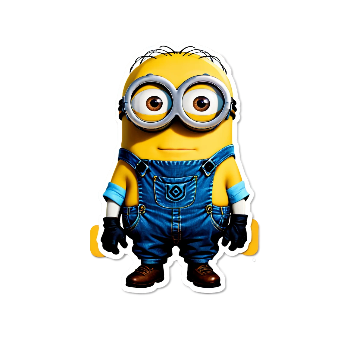 Minion with goggles and overalls, funny sticker, Minion sticker