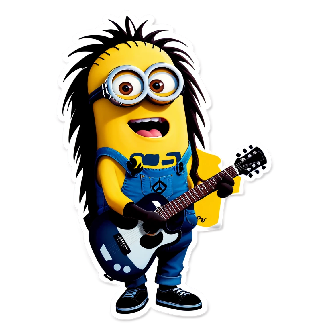 Minion playing guitar, funny sticker, Minion sticker