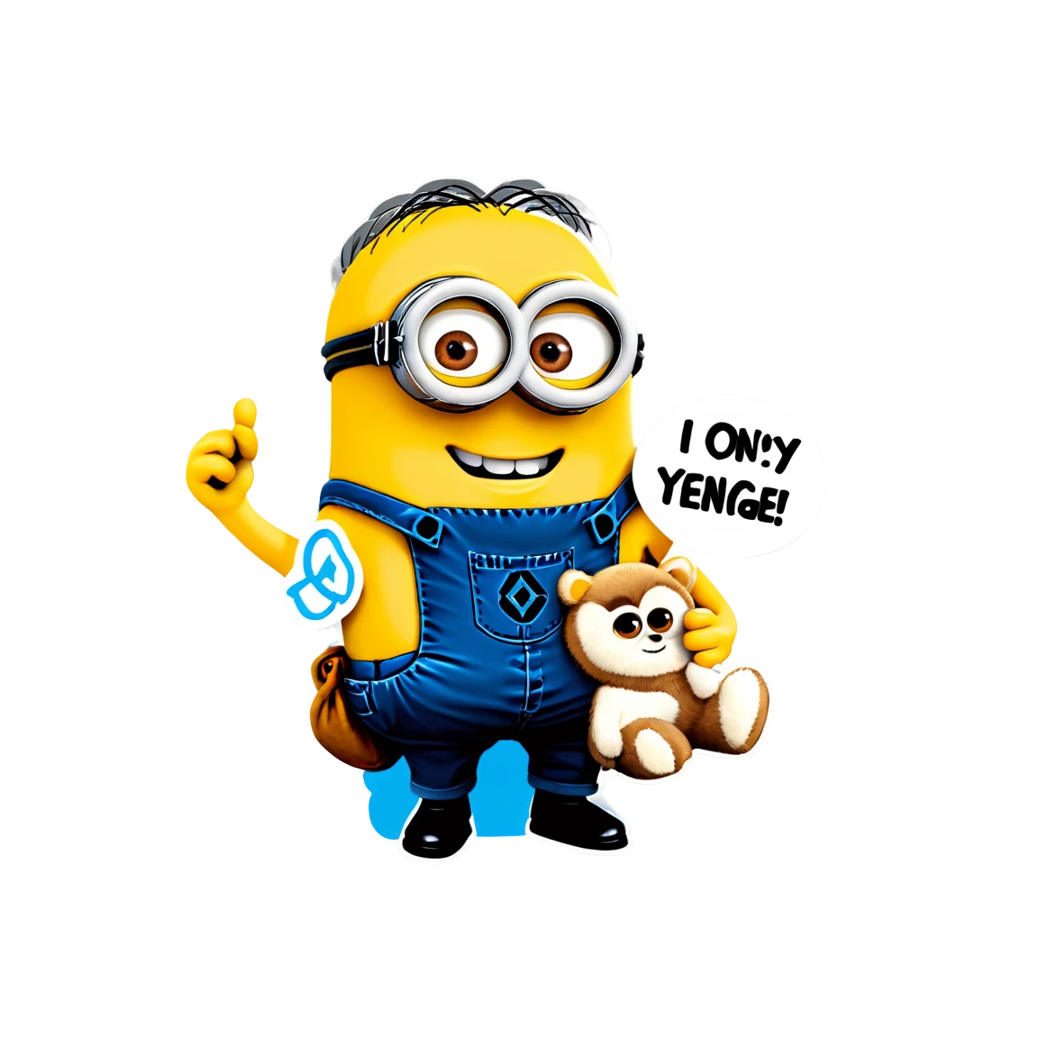 Minion holding a teddy bear, funny sticker, Minion sticker