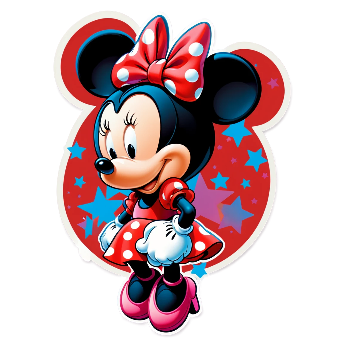 Minnie Mouse with stars, Minnie Mouse sticker