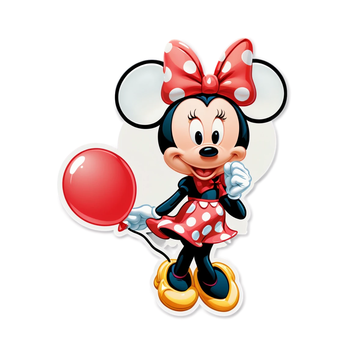 Minnie Mouse holding a balloon, Minnie Mouse sticker