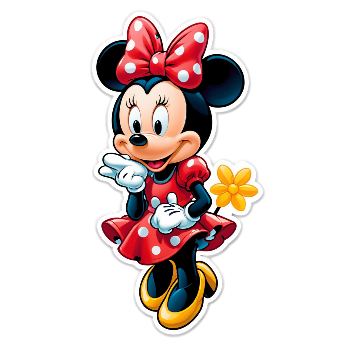 Minnie Mouse with a flower, Minnie Mouse sticker