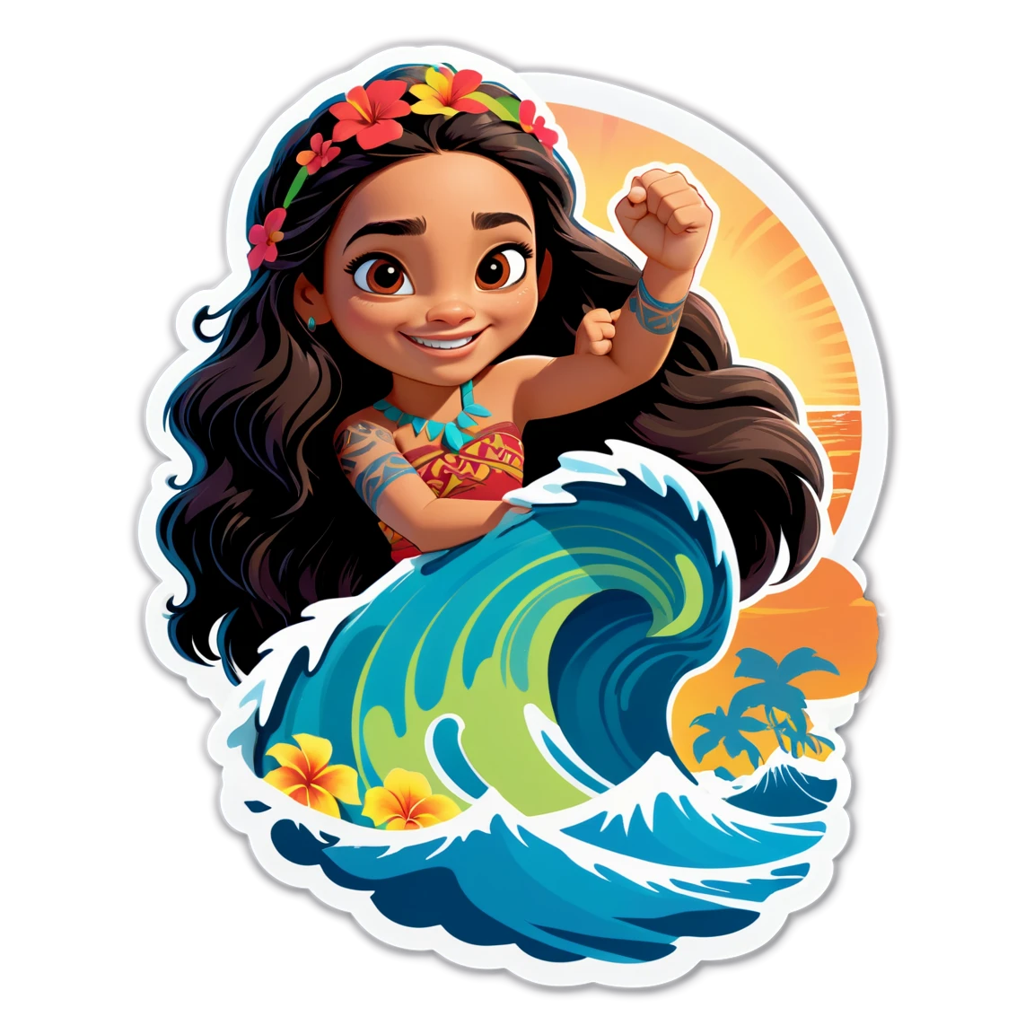 Moana with ocean, Moana sticker