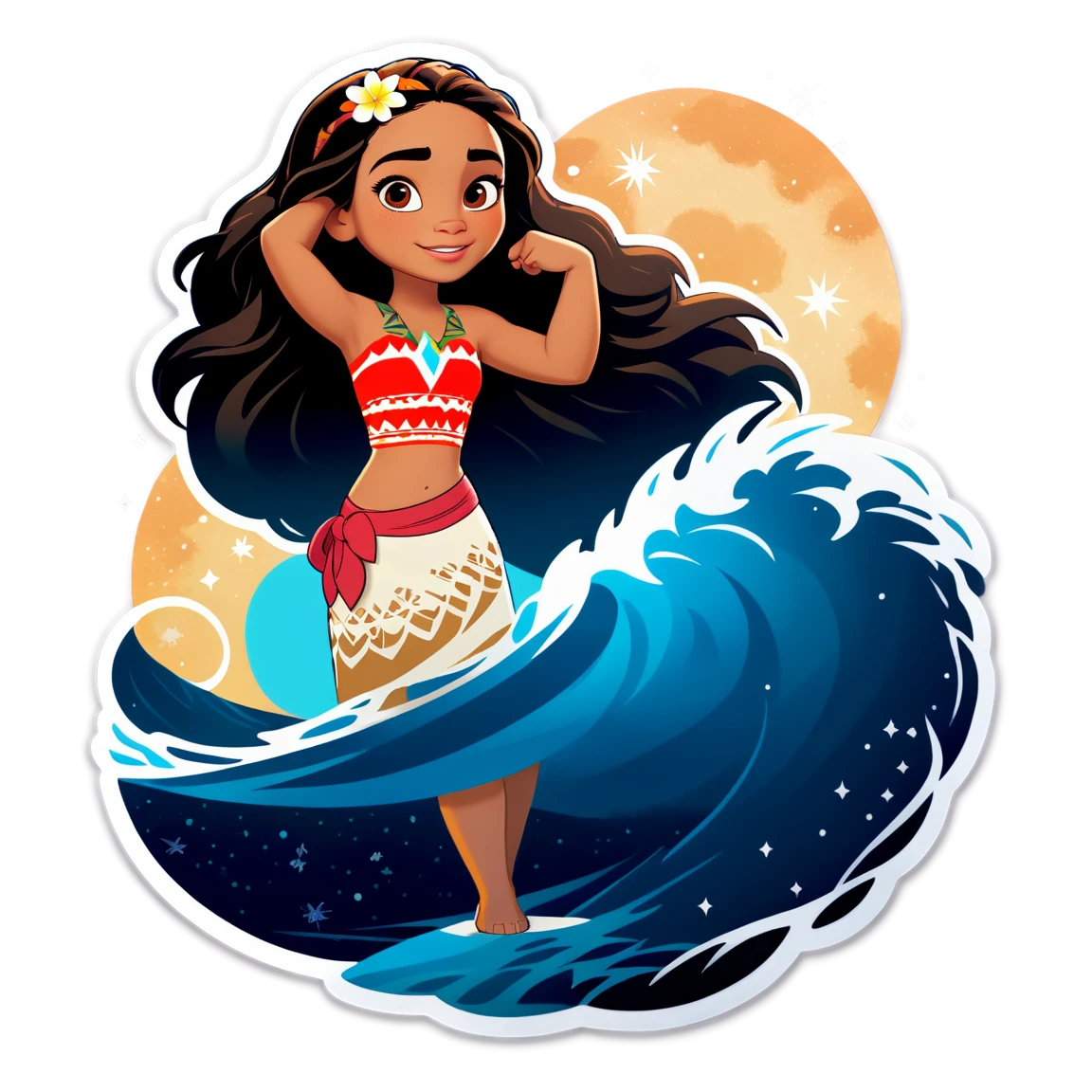 Moana under a starry sky, Moana sticker