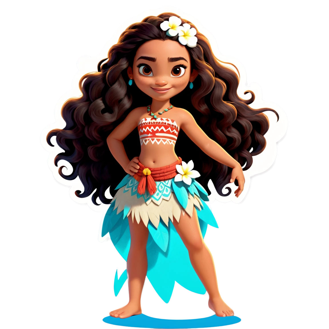 Moana long curly hair, Moana sticker