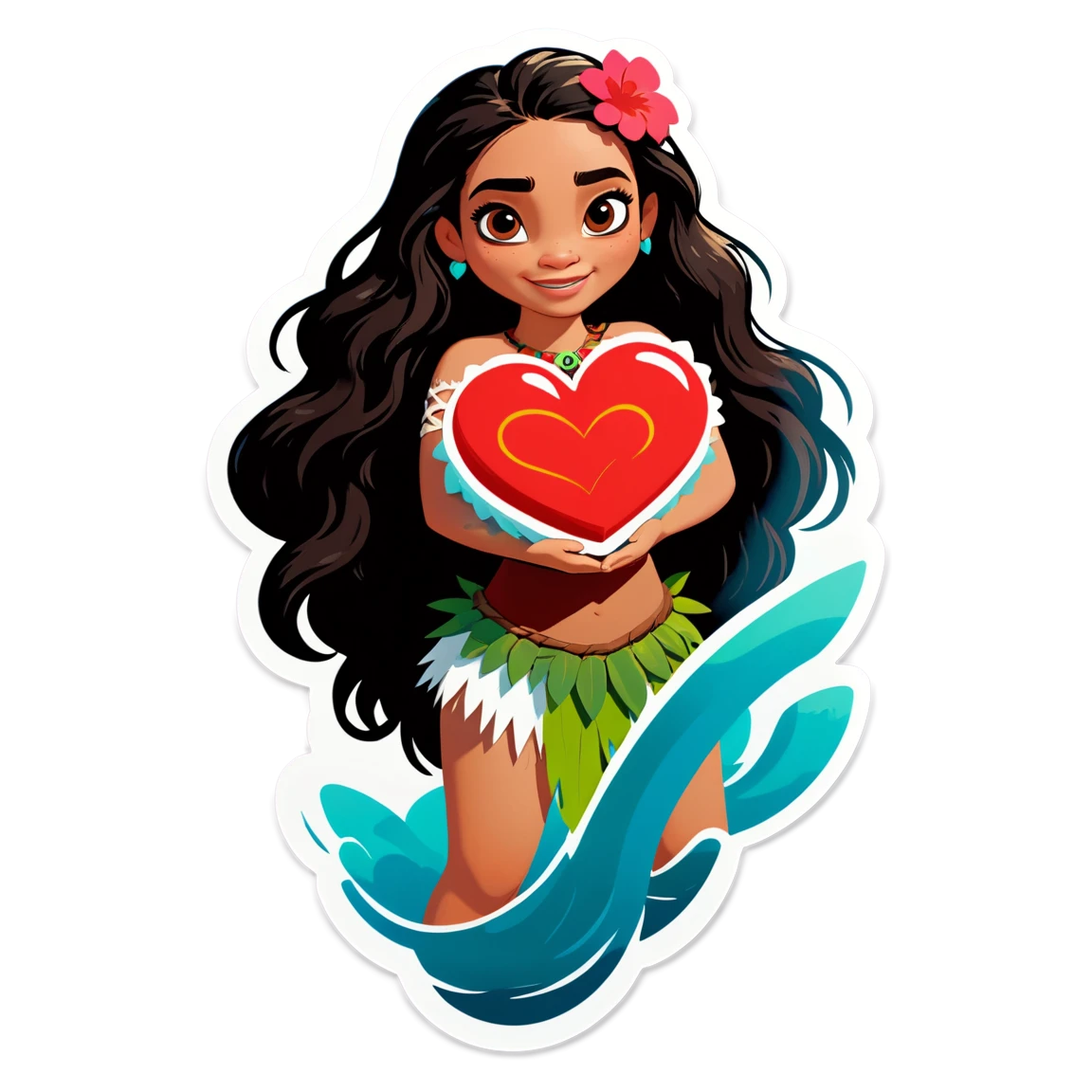 Moana holding heart of Te Fiti, Moana sticker