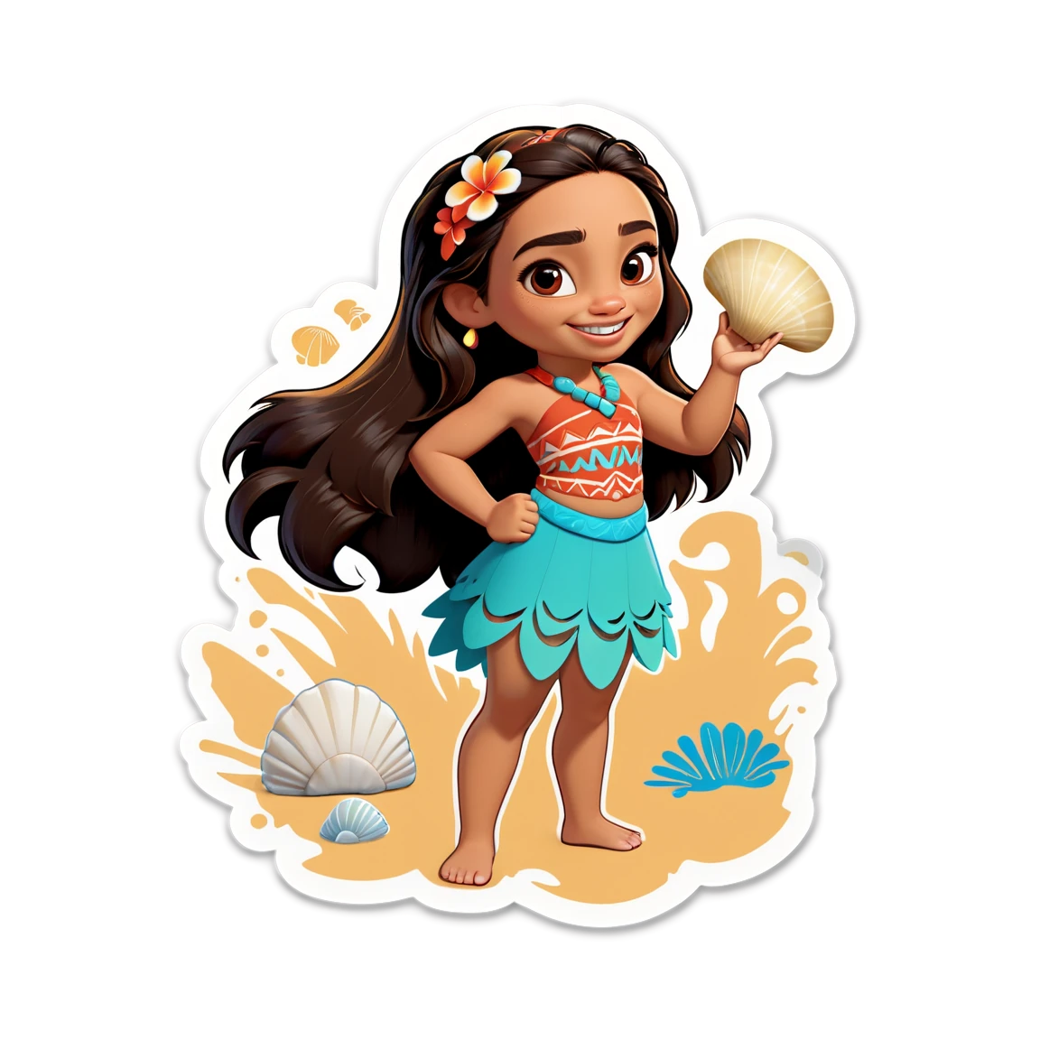 Moana with seashells, Moana sticker