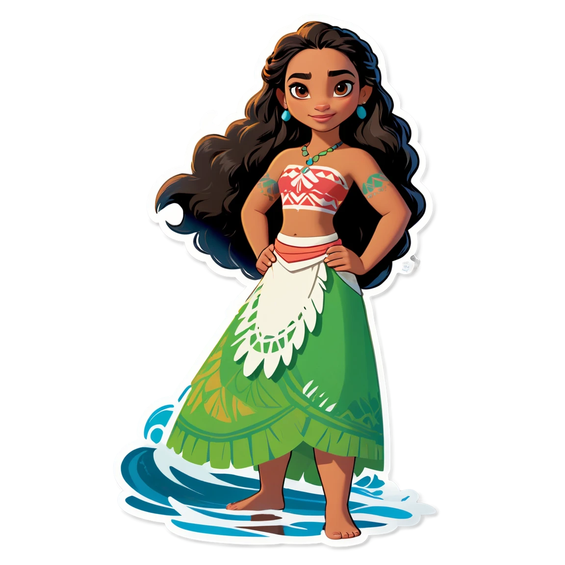 Moana standing on shore, Moana sticker