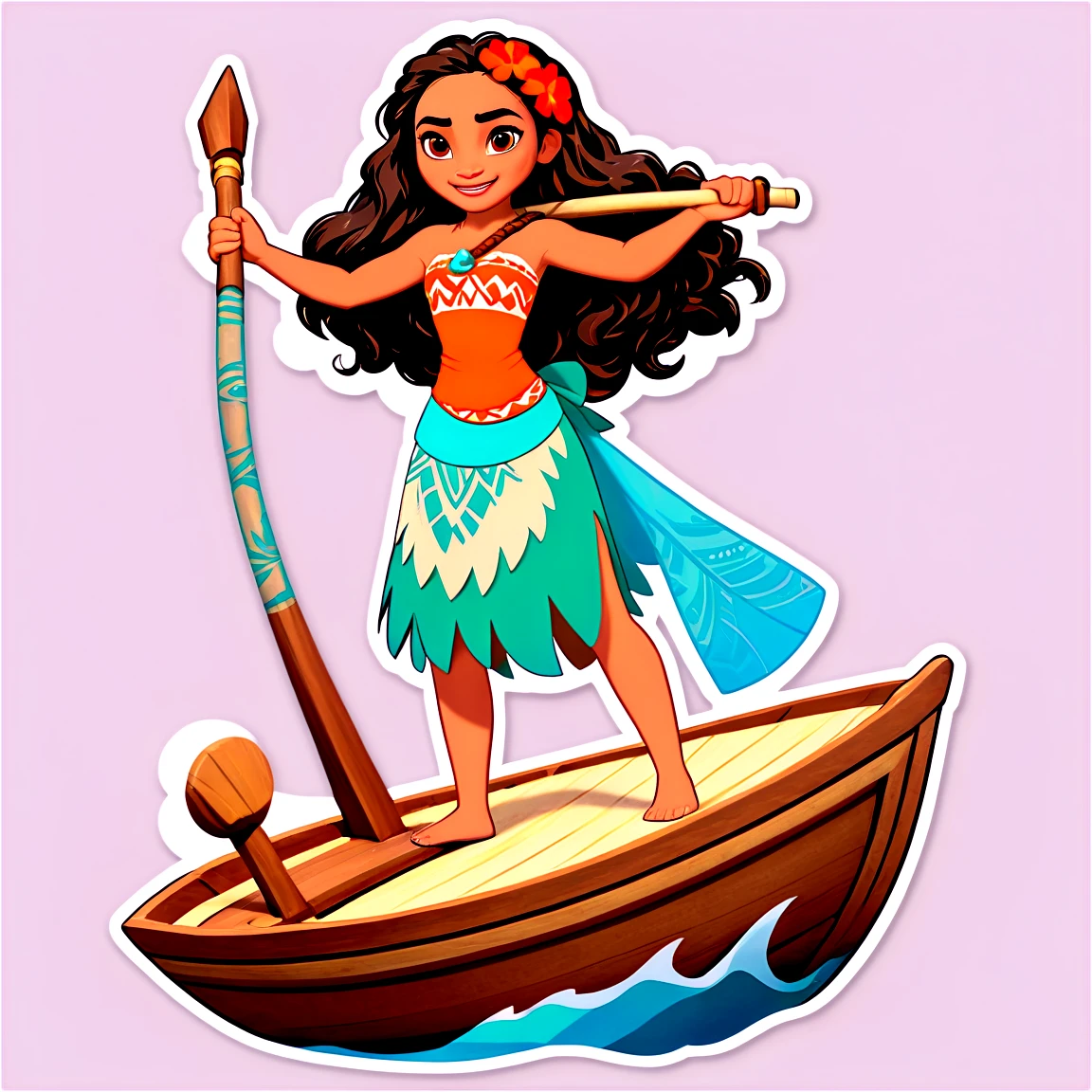 Moana on her boat, Moana sticker