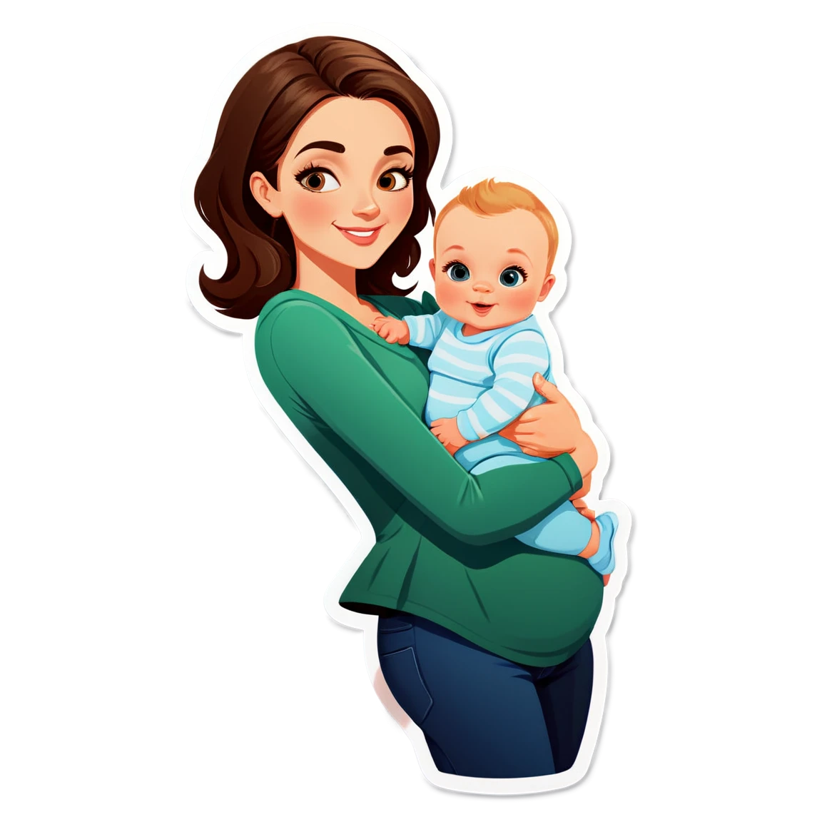 Mom holding a baby, mom sticker