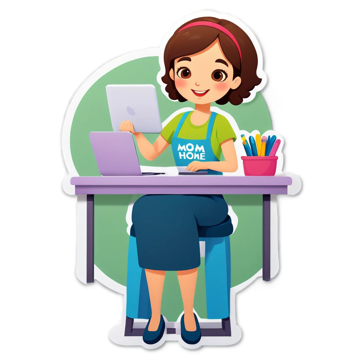 Mom working from home, mom sticker