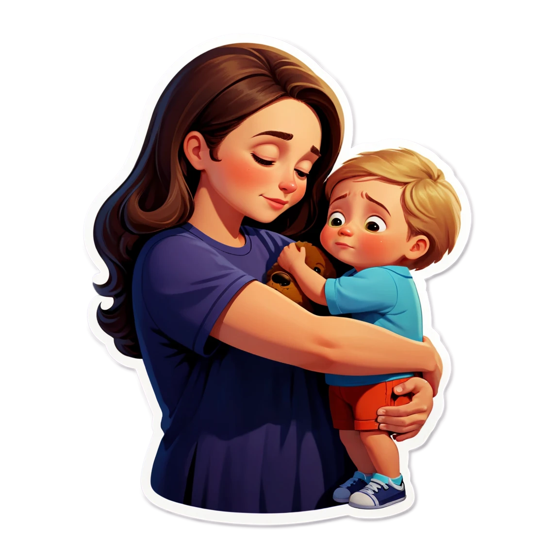 Mom comforting a child, mom sticker