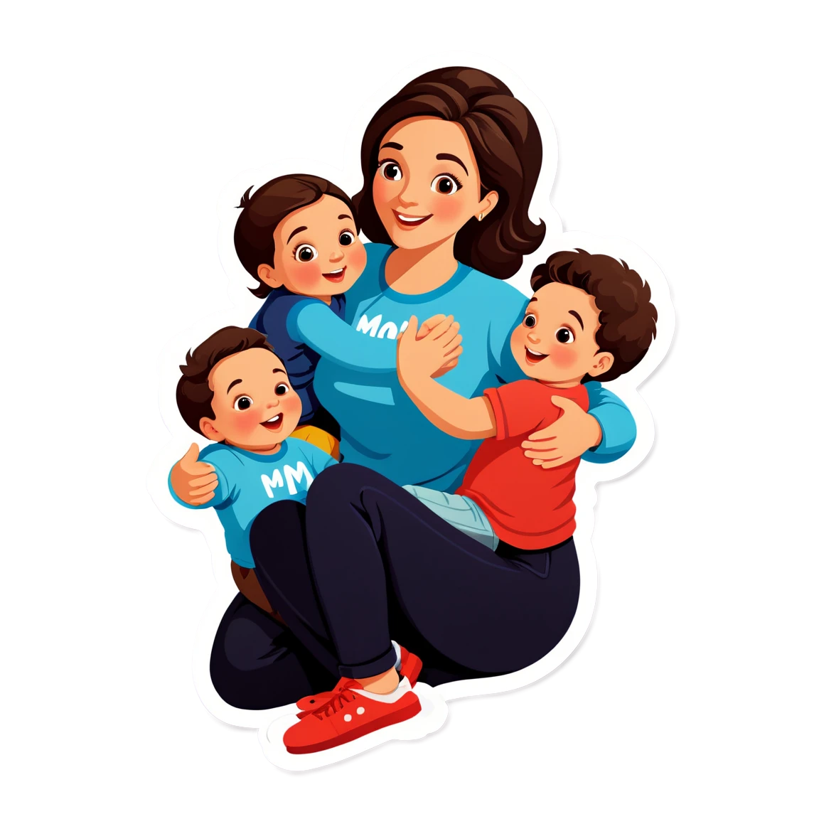 Mom playing with kids, mom sticker