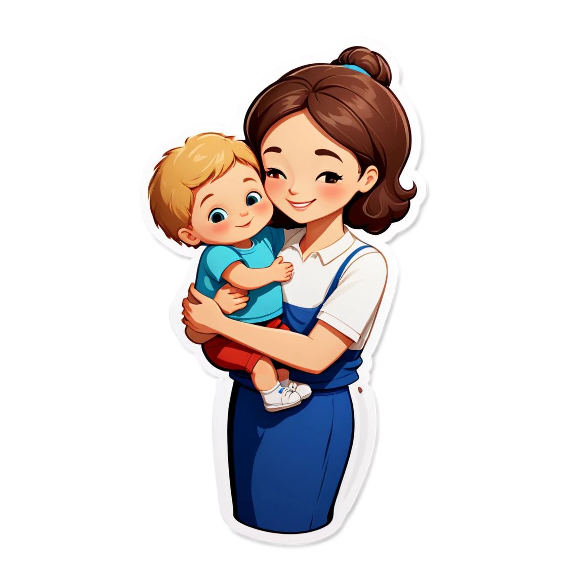 Mom hugging a child, mom sticker