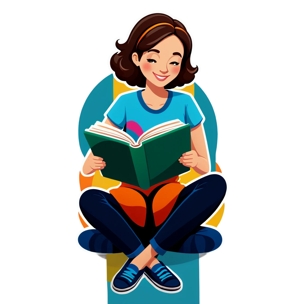 Mom reading a book, mom sticker