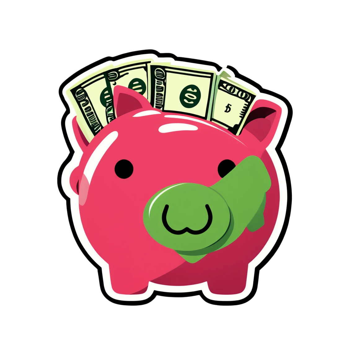 Money with a piggy bank, money sticker