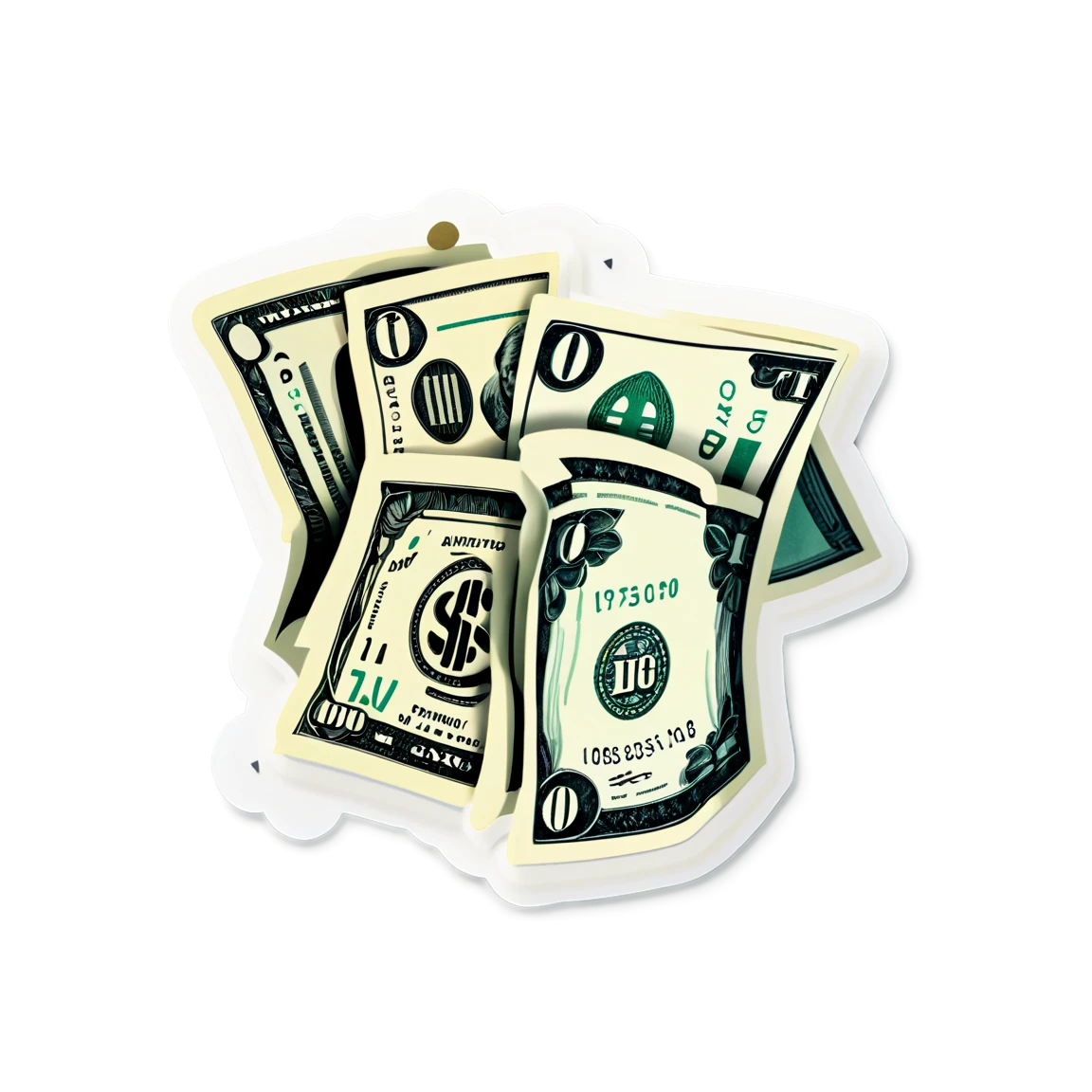 Money with financial symbols, money sticker