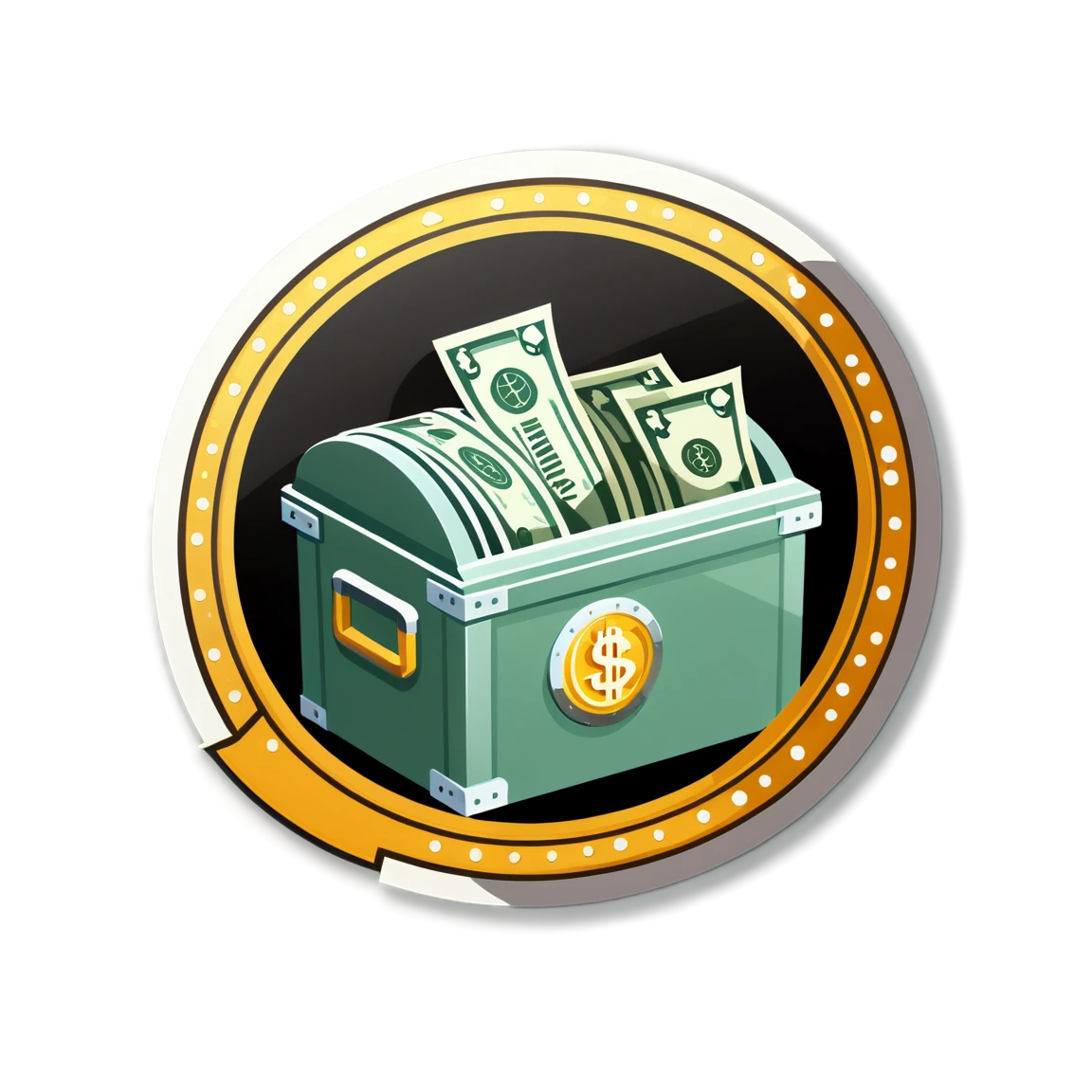 Money with a vault, money sticker