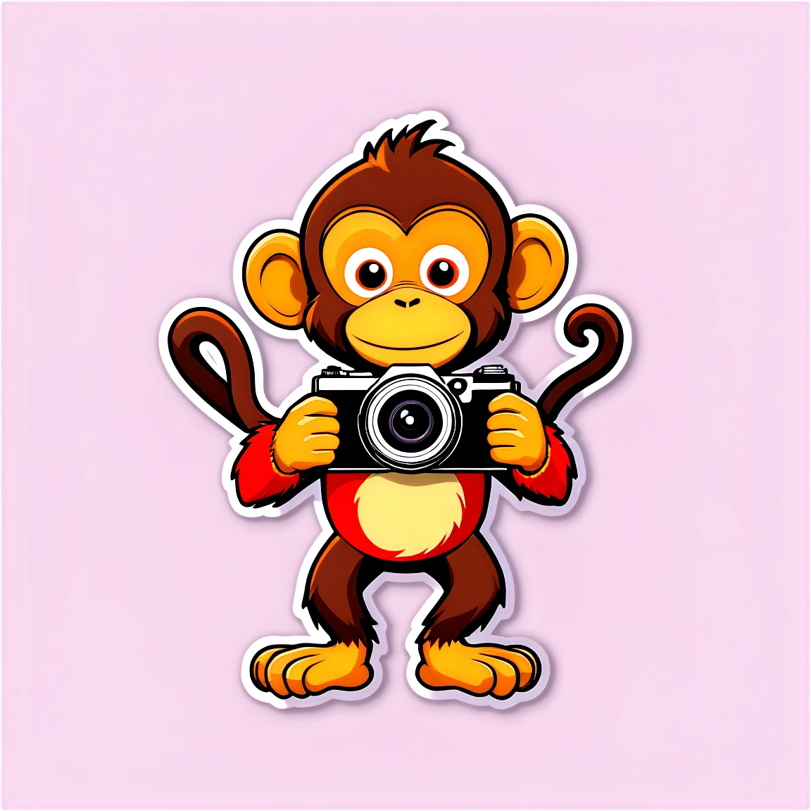 Monkey sticker holding a camera