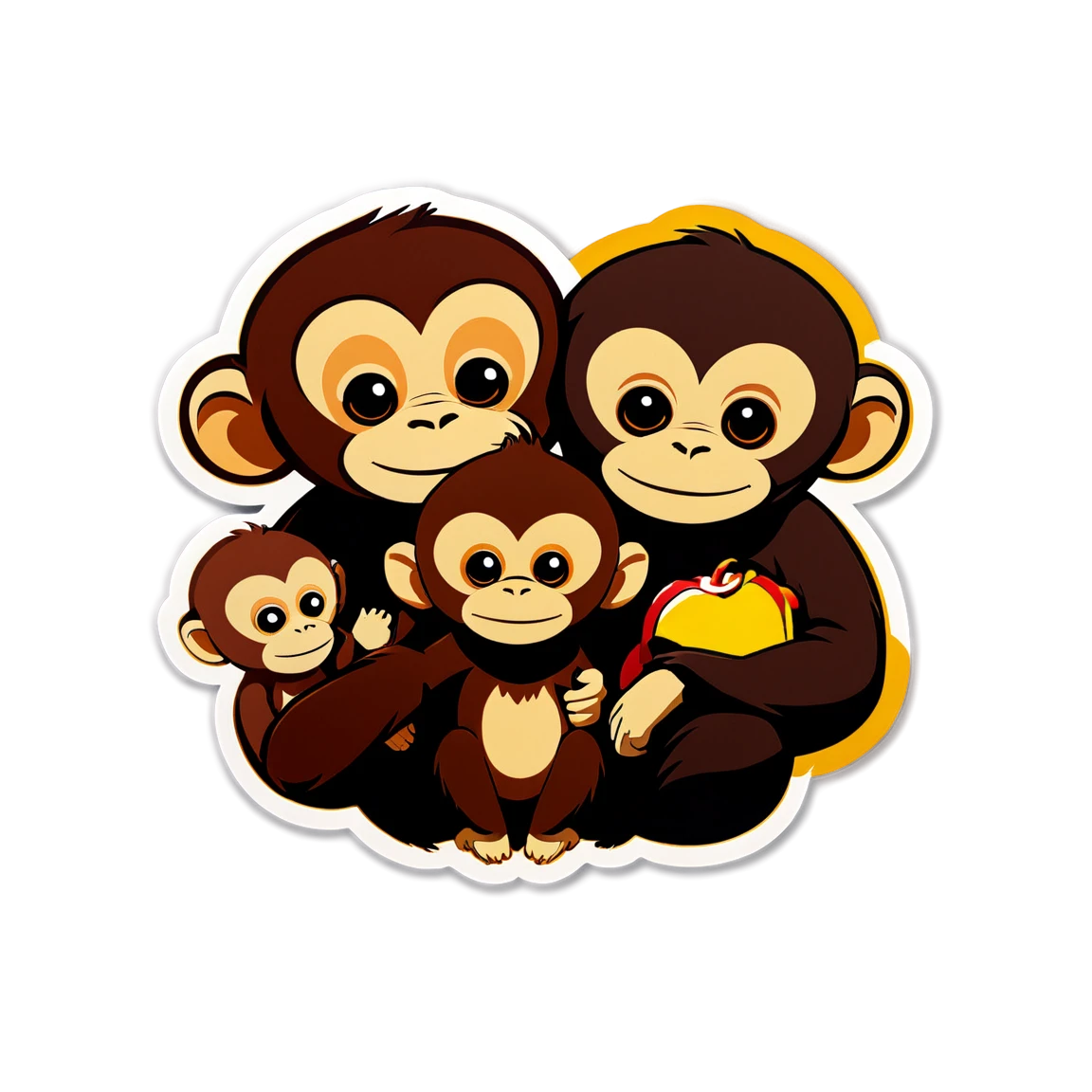 Monkey sticker with friends