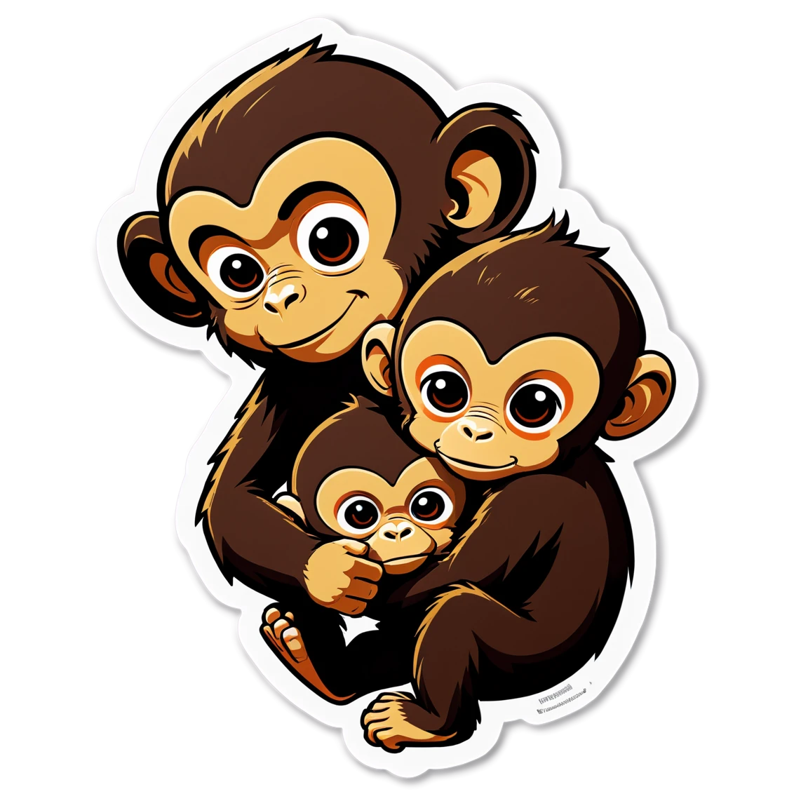 Monkey sticker carrying a baby monkey