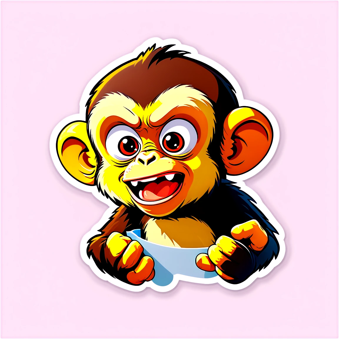 Monkey sticker making funny faces