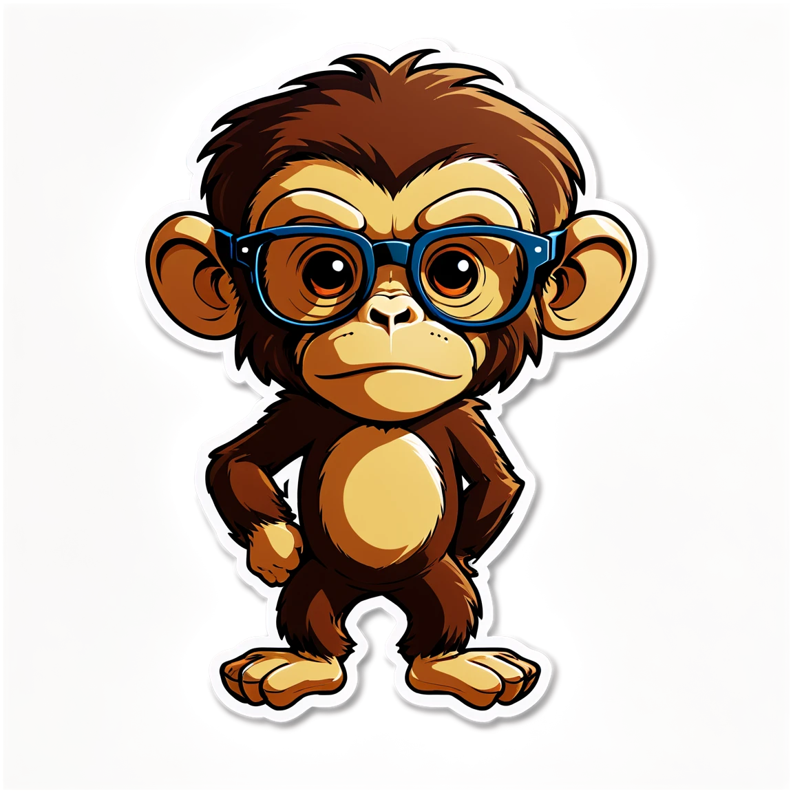 Monkey sticker wearing glasses