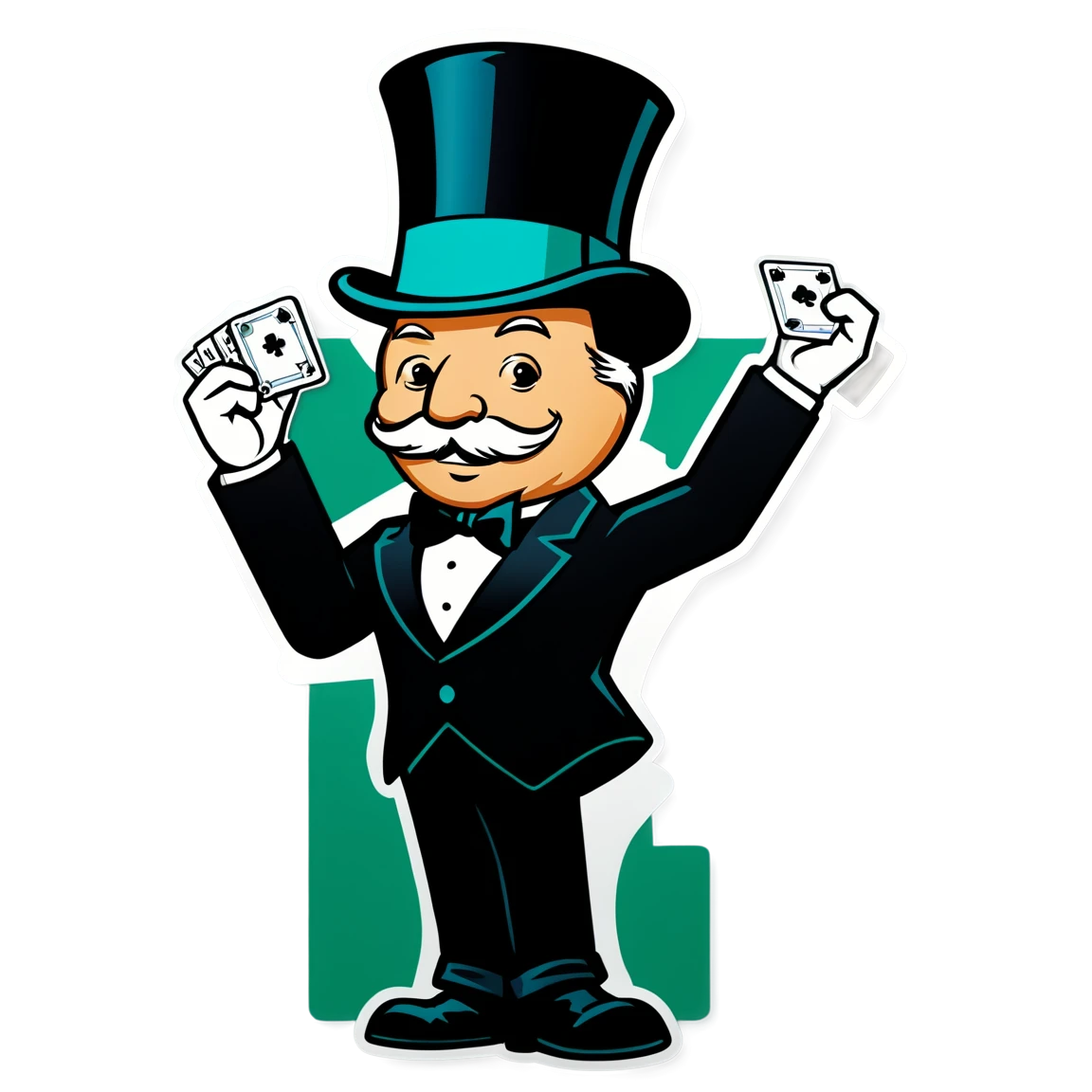 Monopoly with top hat, board game sticker, Monopoly sticker