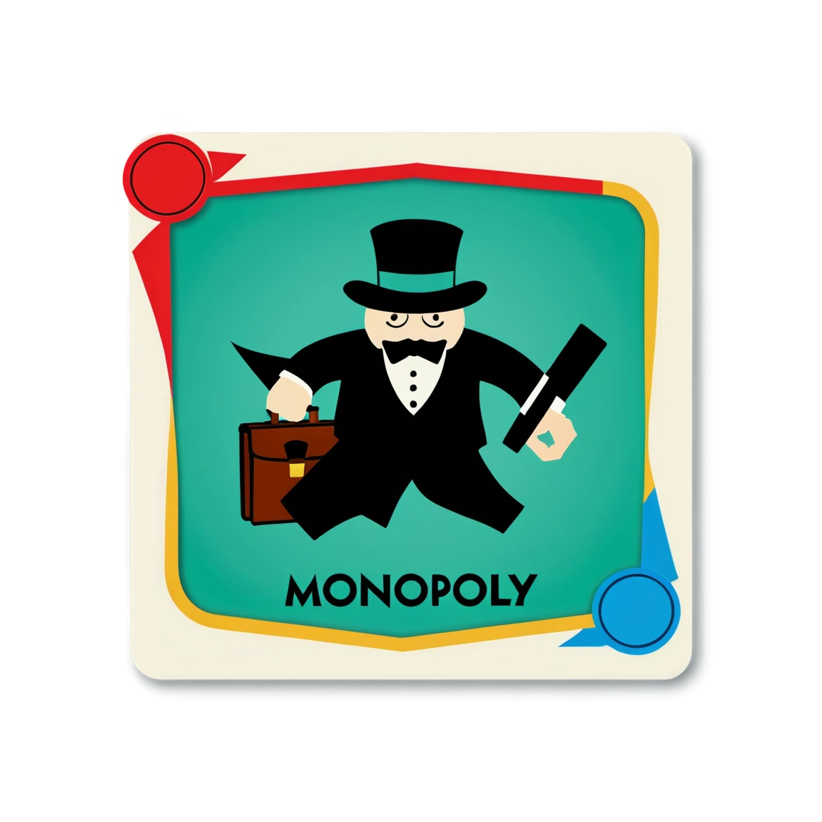 Monopoly with briefcase, board game sticker, Monopoly sticker