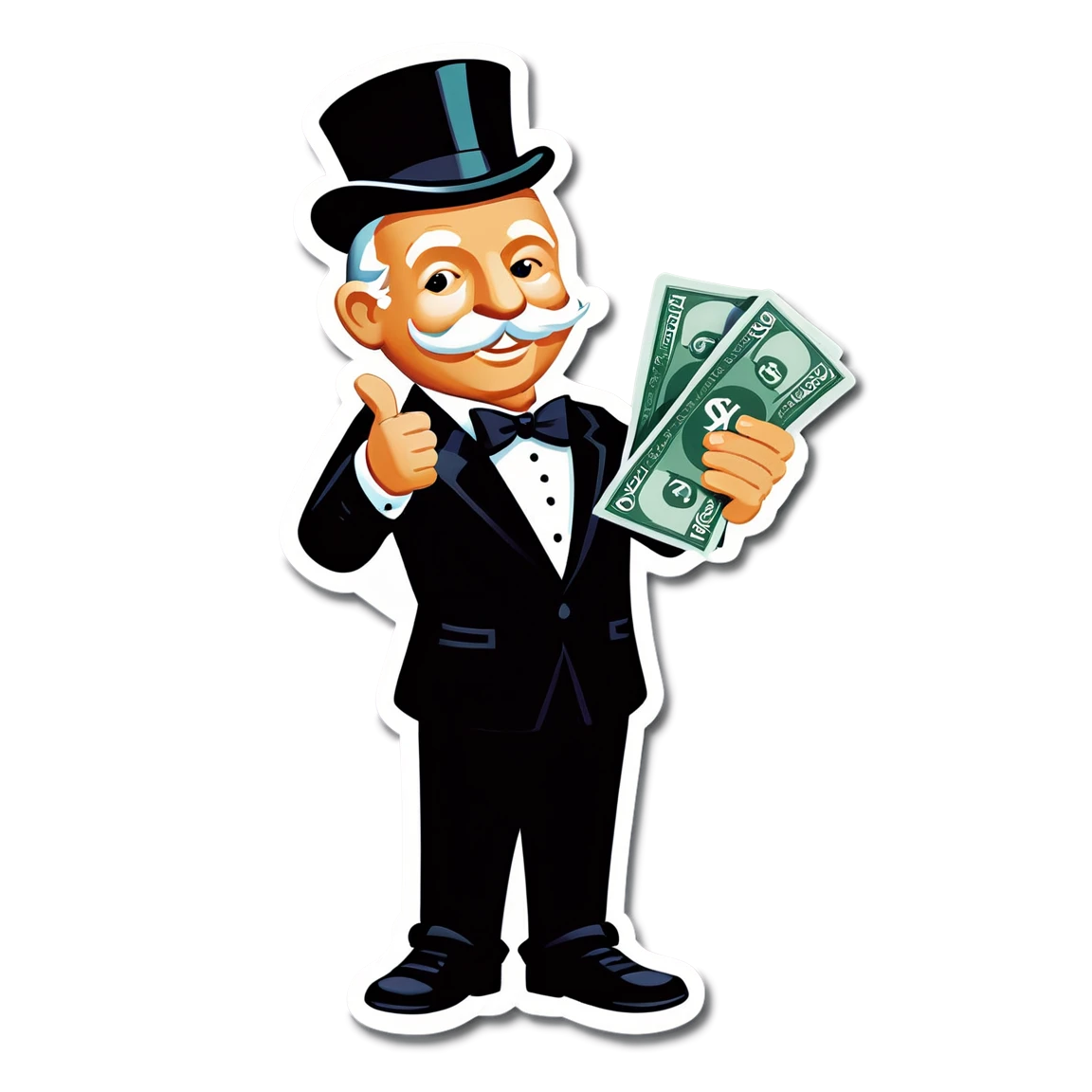 Monopoly holding money, board game sticker, Monopoly sticker