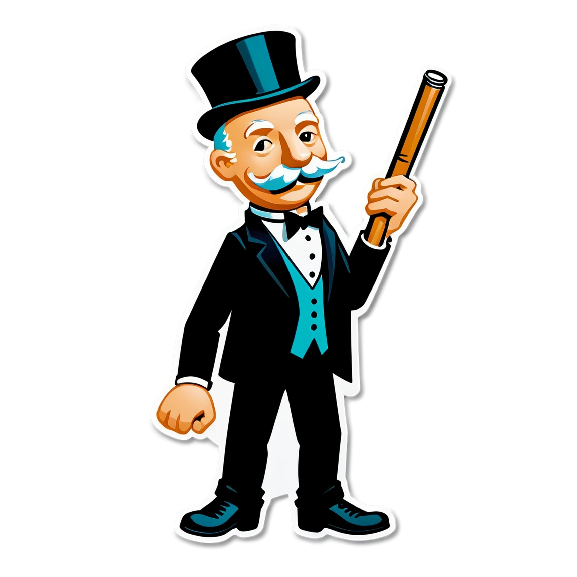 Monopoly with cane, board game sticker, Monopoly sticker