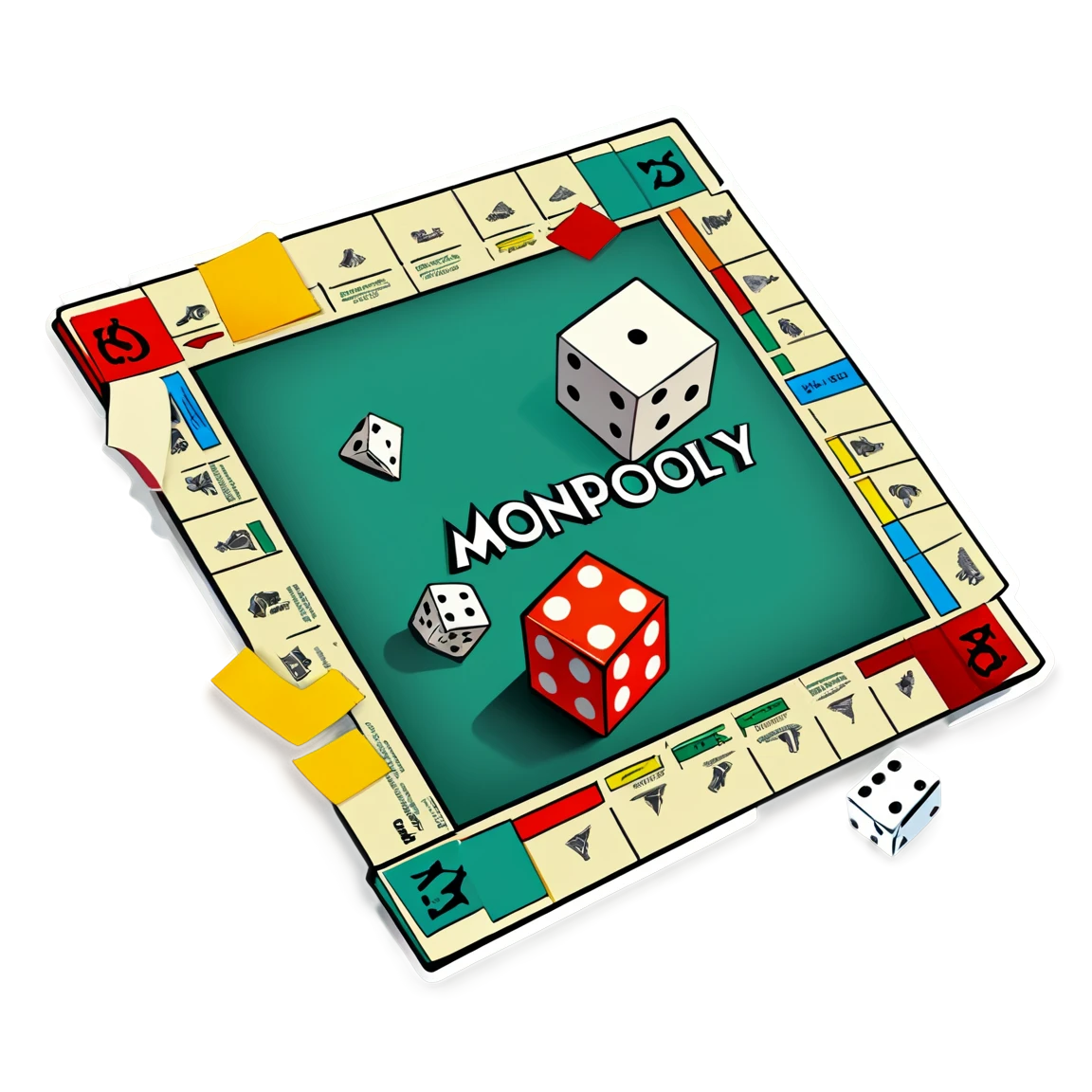 Monopoly with dice, board game sticker, Monopoly sticker