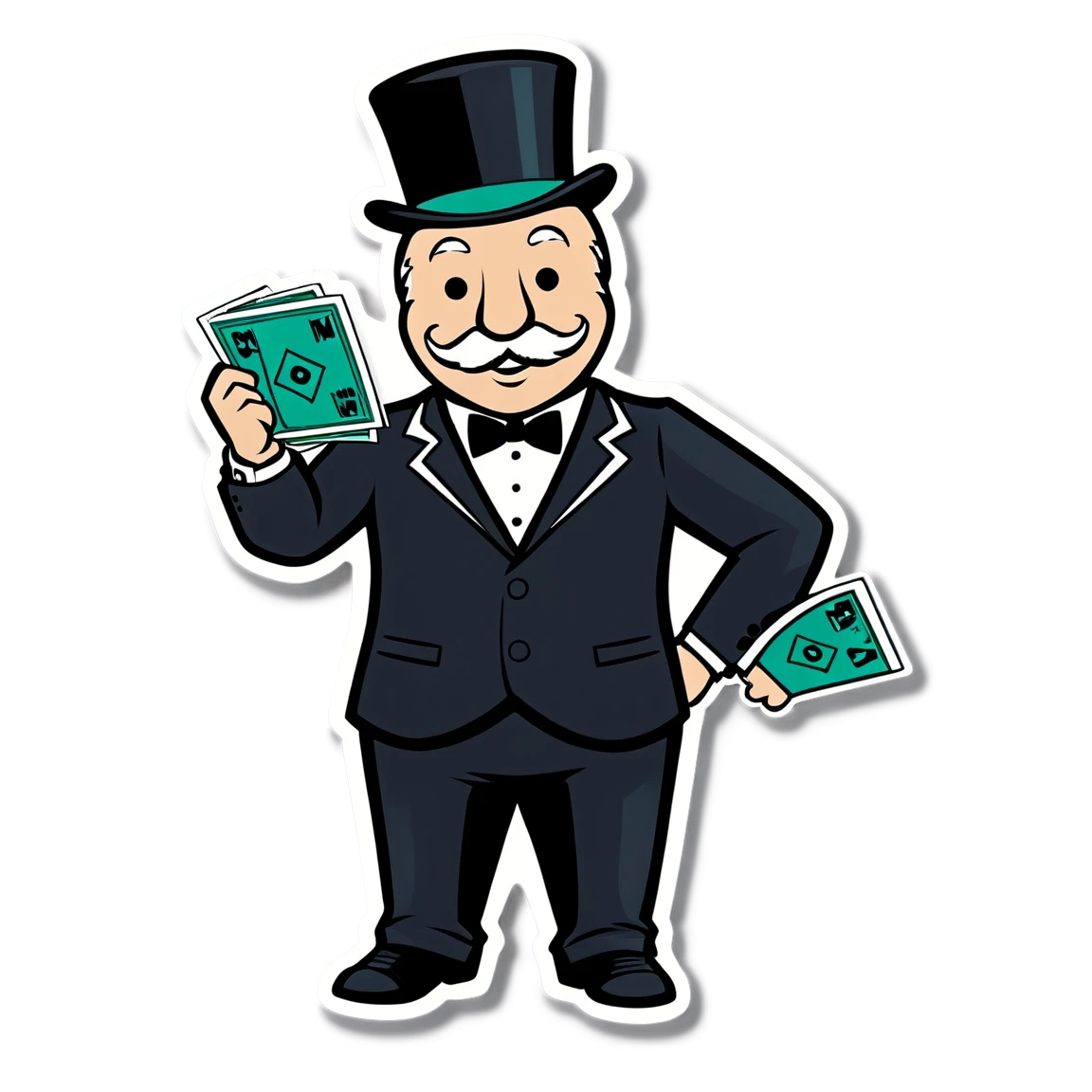 Monopoly wearing suit, board game sticker, Monopoly sticker