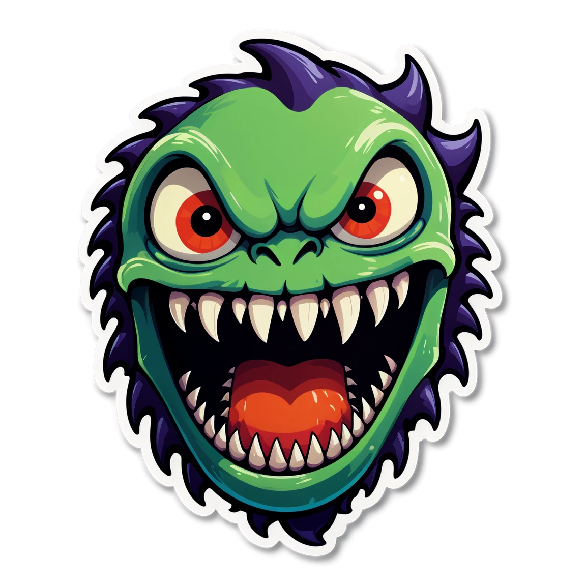 Monster with fangs, monster sticker