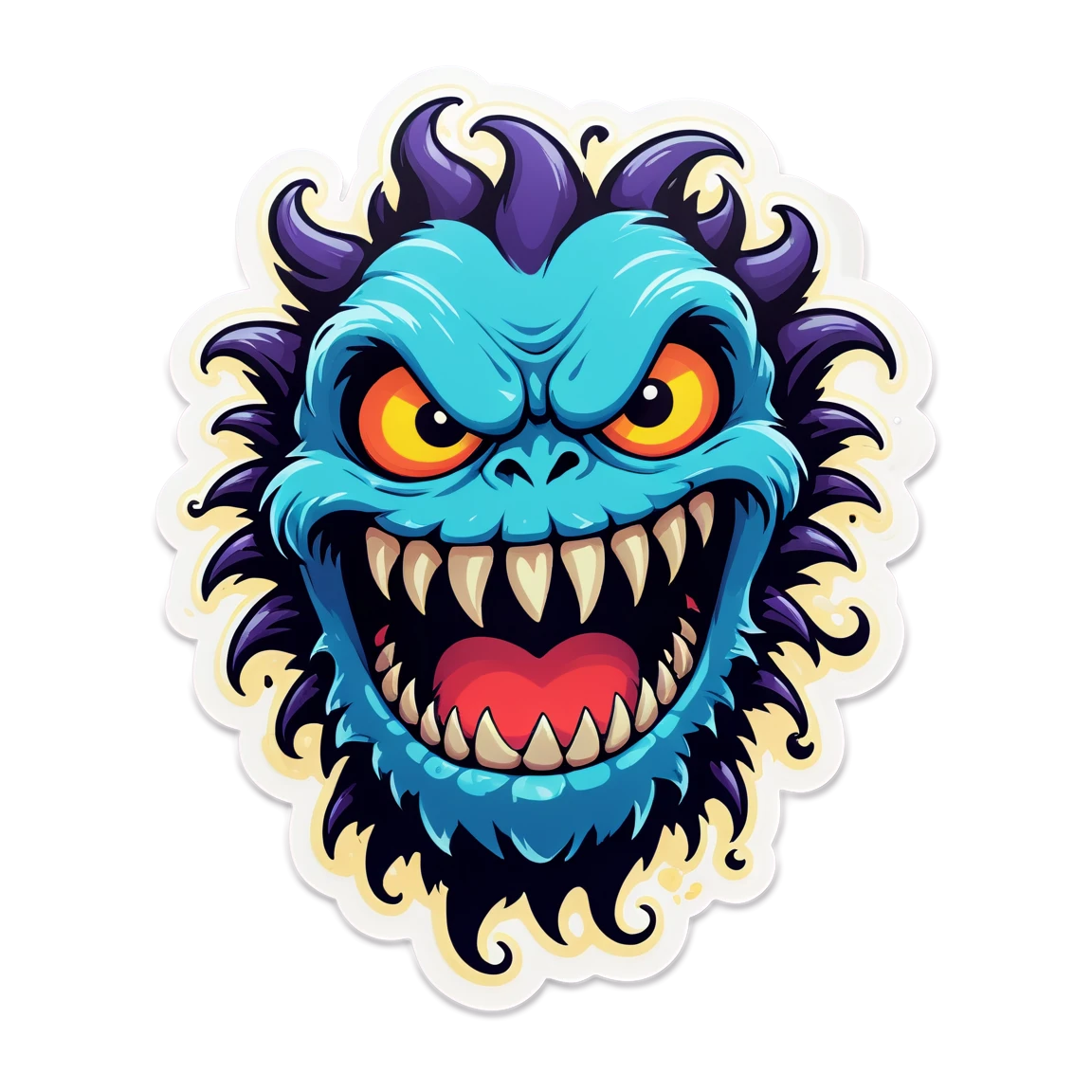 Monster with gnarled teeth, monster sticker