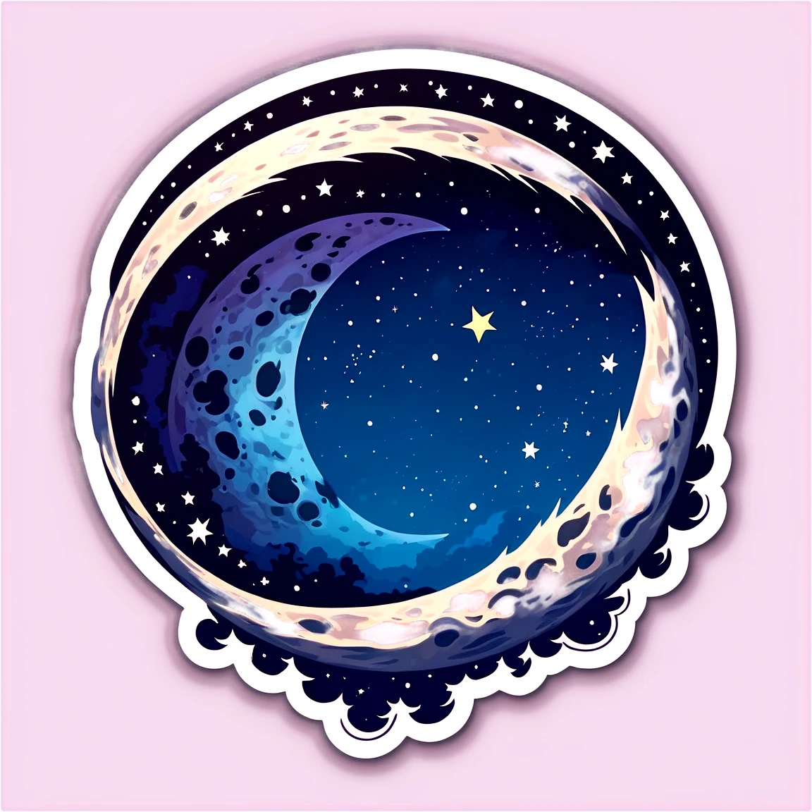 Moon in the deep sky, celestial sticker, moon sticker