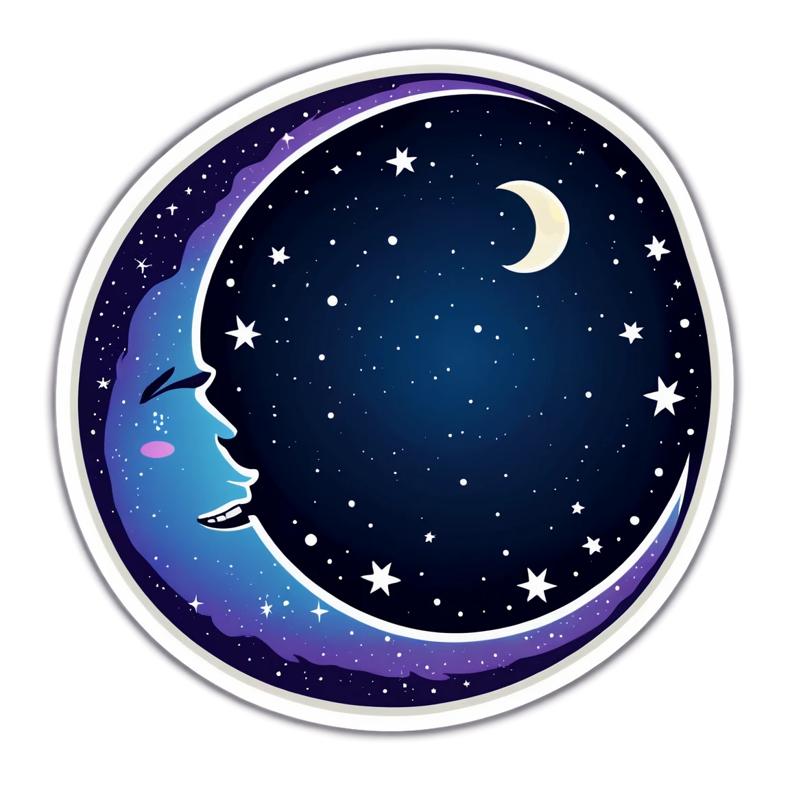 Moon and stars galaxy, celestial sticker, moon sticker