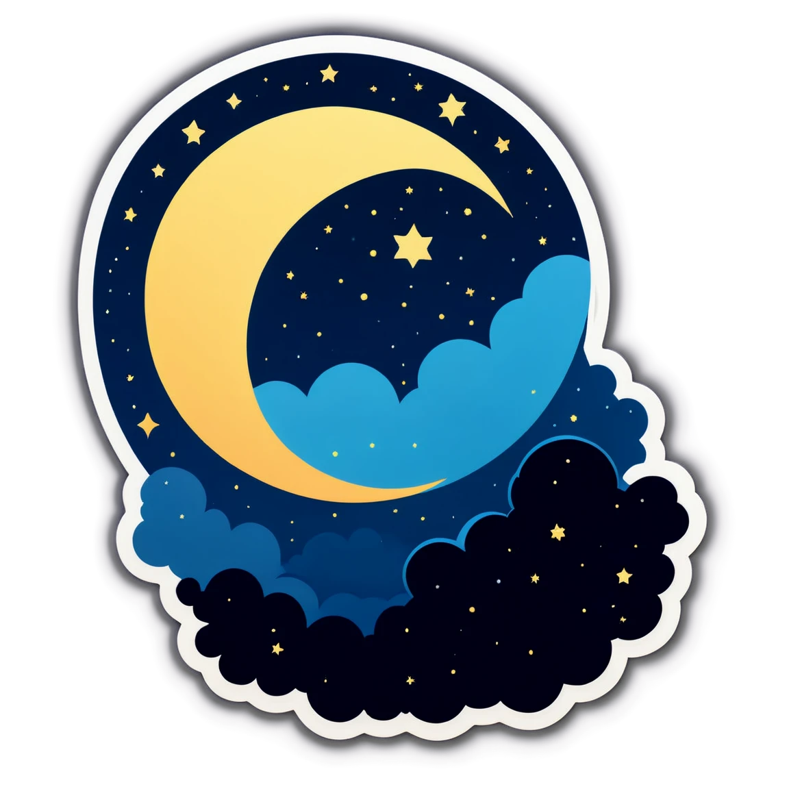 New moon with a night sky, celestial sticker, moon sticker