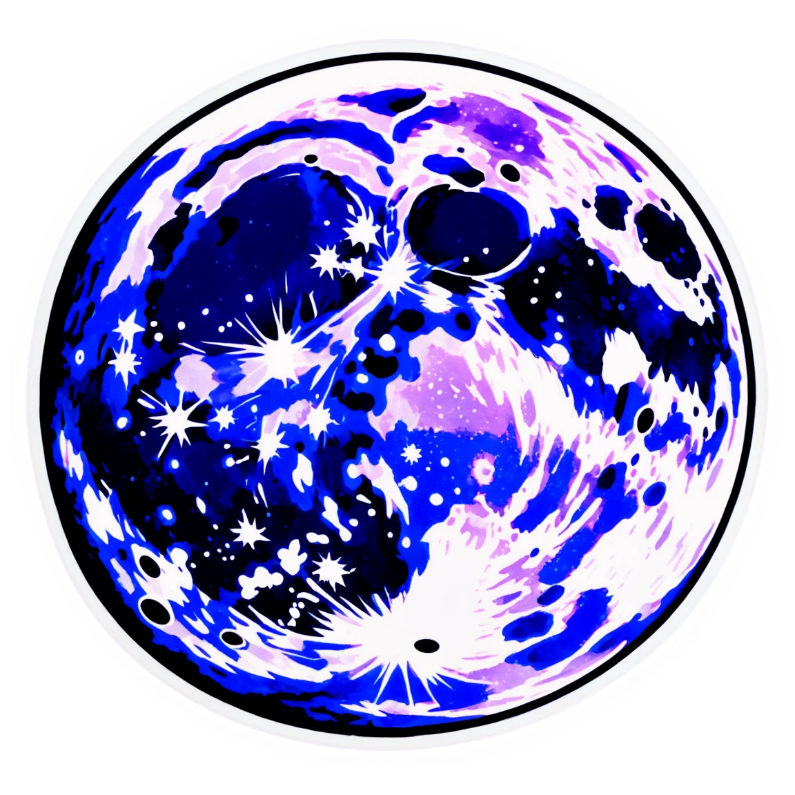 Full moon with craters, celestial sticker, moon sticker