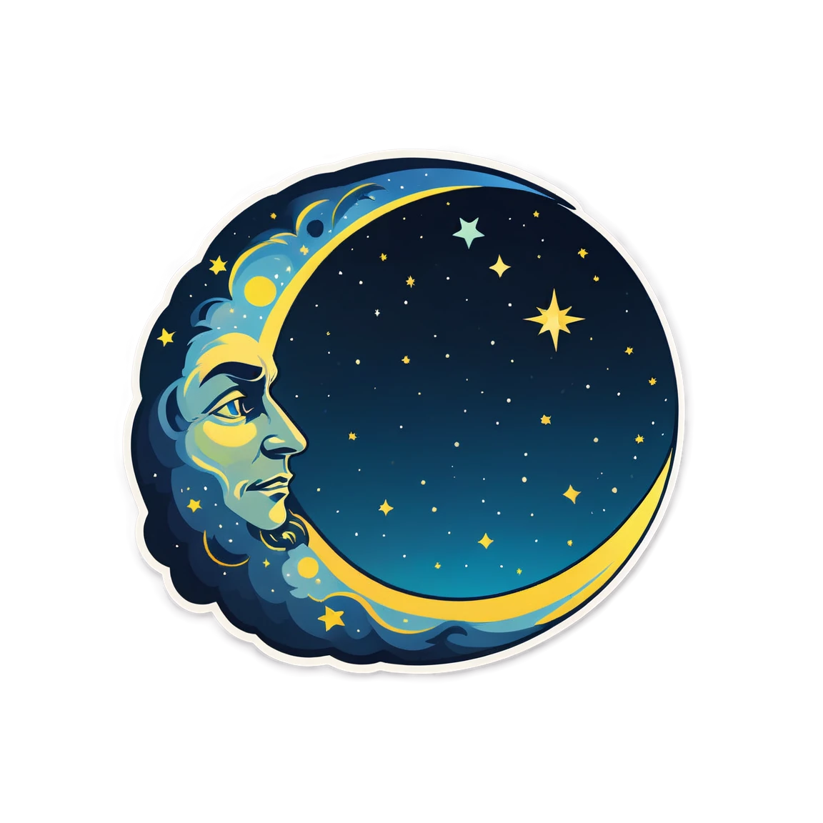 Moon and star reflections, celestial sticker, moon sticker