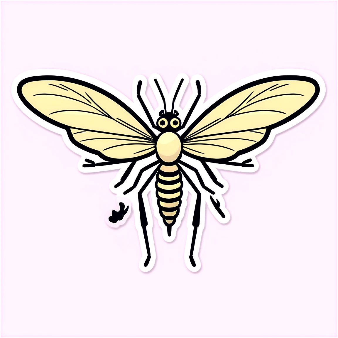 Mosquito sticker with wings spread