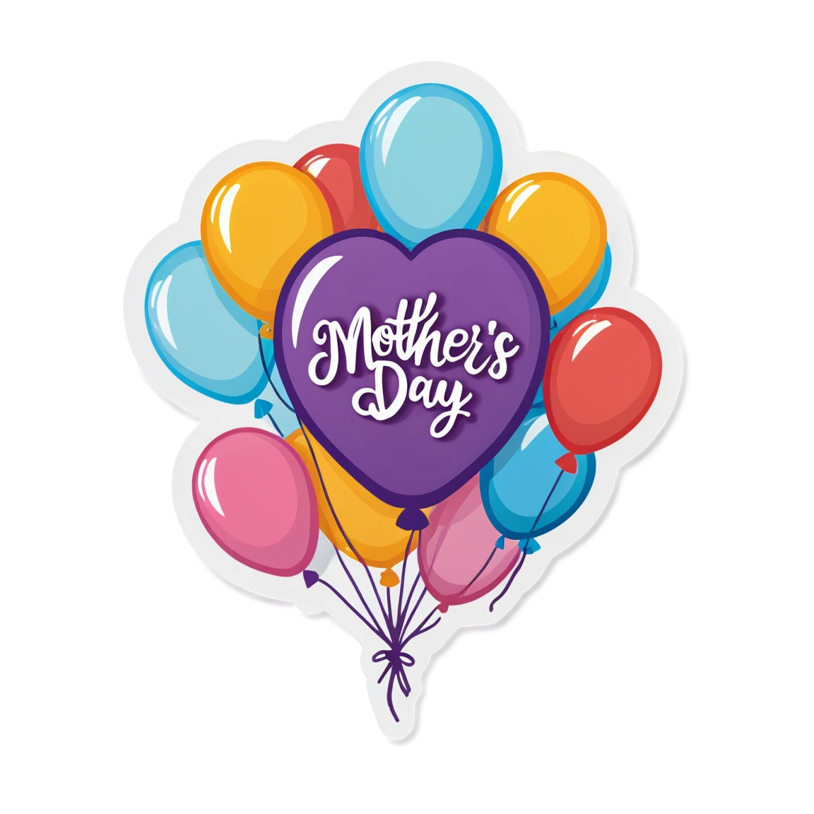 Mother's Day with balloons, Mother's Day sticker