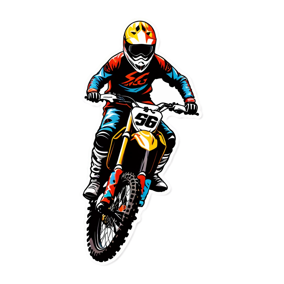 Motocross rider with helmet, motocross sticker