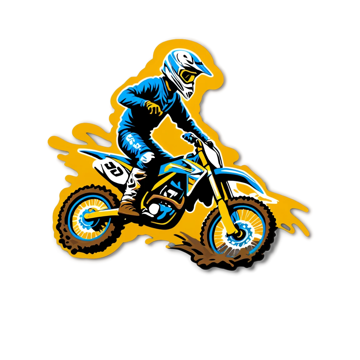 Motocross rider racing in mud, motocross sticker