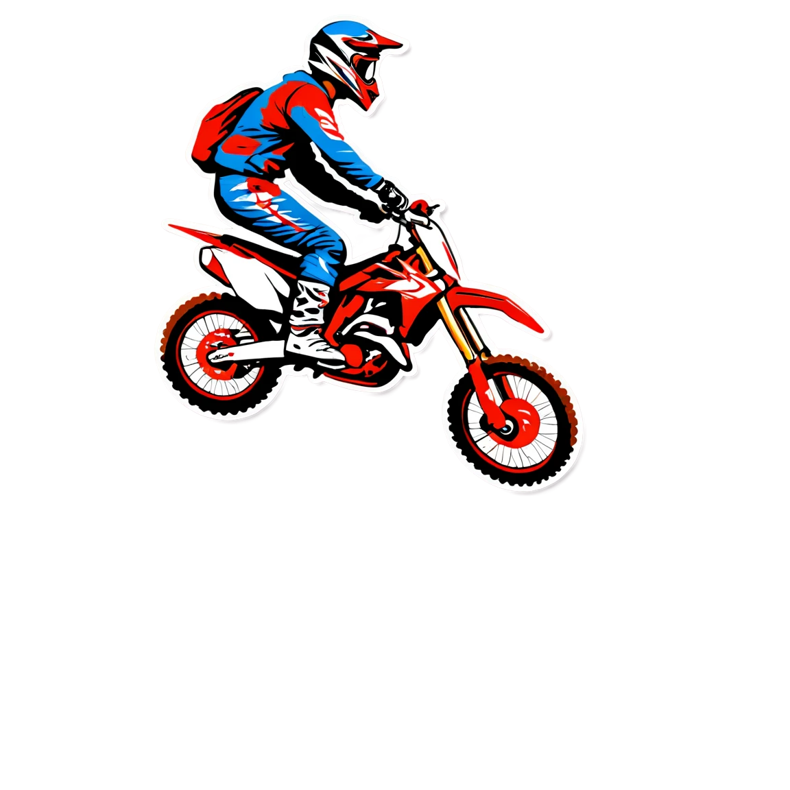 Motocross rider jumping a hill, motocross sticker