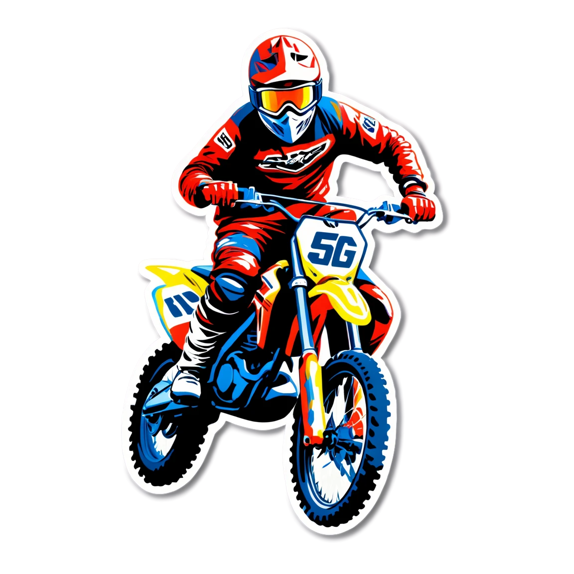 Motocross rider with goggles, motocross sticker