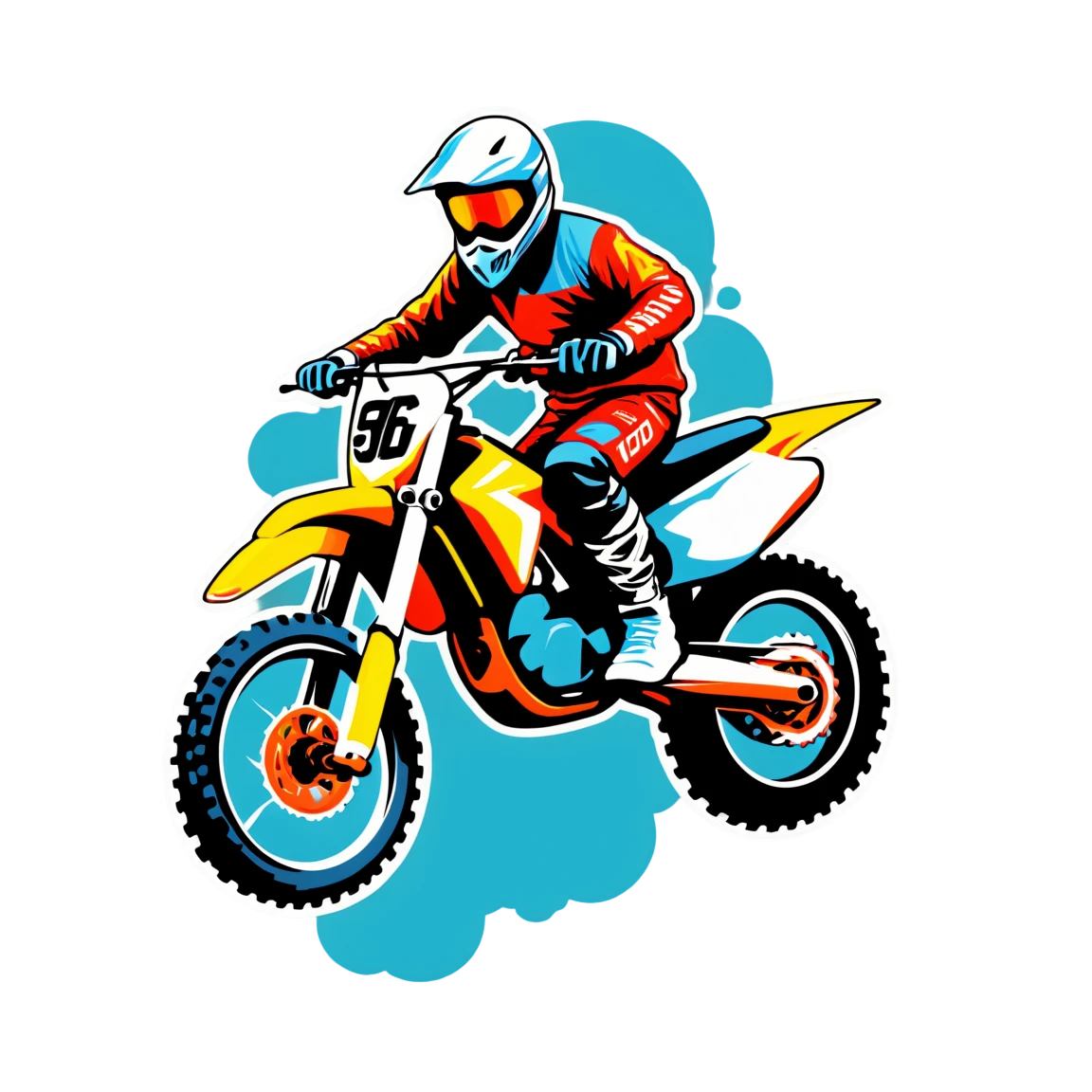 Motocross rider with motorbike gear, motocross sticker