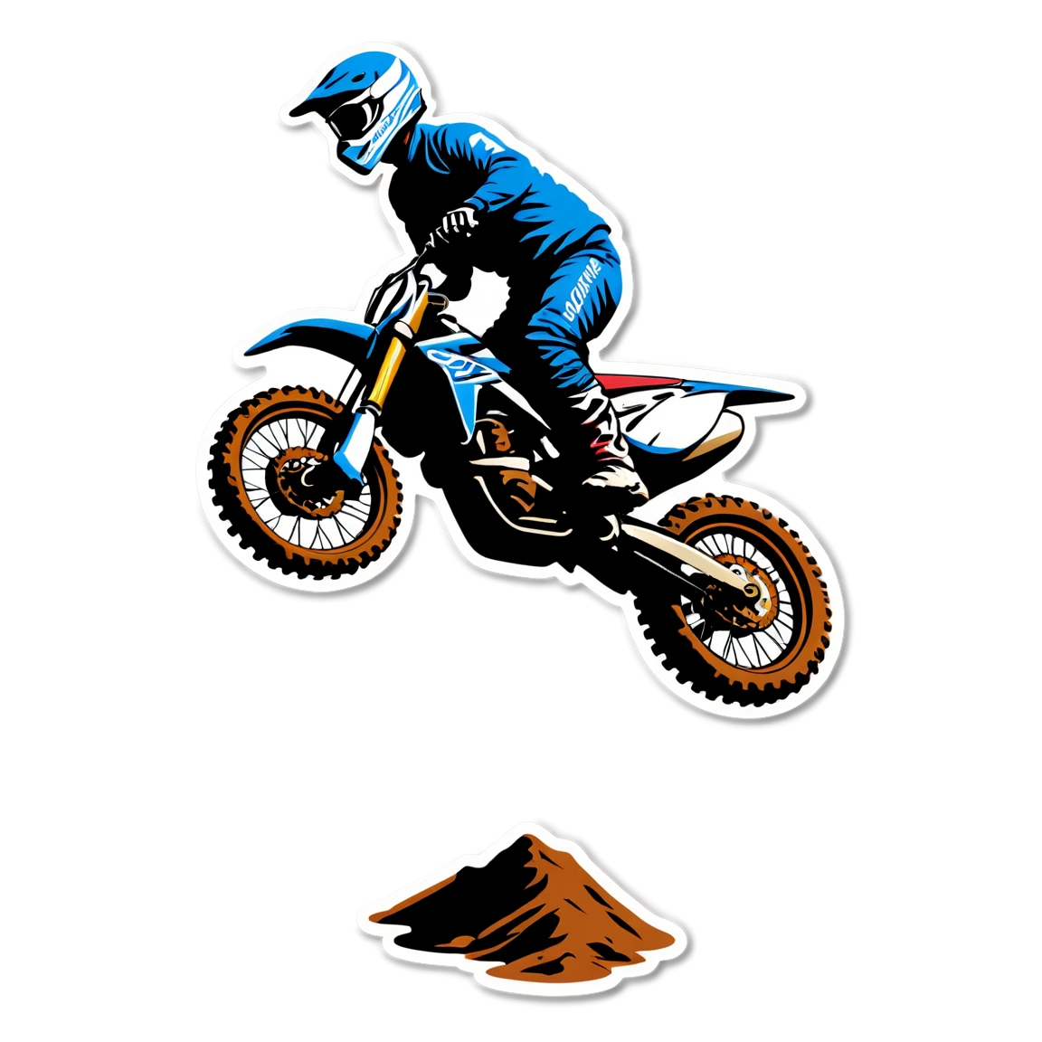 Motocross rider kicking up dirt, motocross sticker